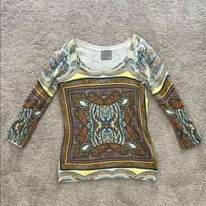 Lightweight sweater Colorful Patterned Long Sleeve Top